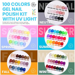 Beetles Gel Nail Polish Kit with U V Light, 100 Colors Gel Polish 133 Pcs Nail Stuff Kit for All Seasons with Base and Matte&amp;Glossy Top Coat Infinite Inspirations Soak Off Gifts for Women Girls Te