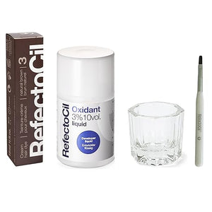 RefectoCil Hair Tinting Kit Includes Cream Hair Dye + Liquid Oxidant 3% + Mixing Brush &amp Mixing Dish