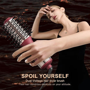 Christmas Gift for Womans-Dual Voltage Hair Dryer BrushTravel Hair DryerDual Voltage Blow Hair Dryer BrushEuropean Blow Hair Dryer110~240V Mini Portable Size for International Travel