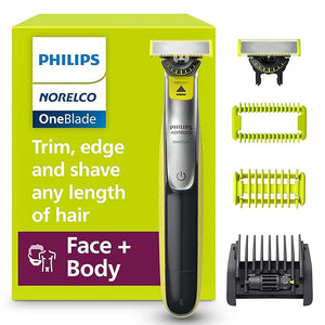 Philips Norelco for Face + Body Electric Beard Trimmer Shaver and Groomer 5in1 Adjustable Comb 1x Body Kit Model QP2834/70 Black/Lime Green