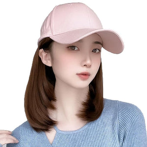 Women's Hat wig Duck Tongue hat collarbone Hair Straight hair inner Buckle wig Baseball Cap Sun Hat Wave Curly Hair