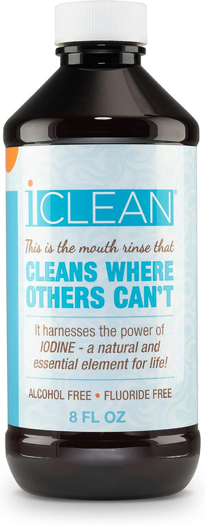 iCLEAN Mouthwash - Fluoride &amp Alcohol-Free Rinse | Harness The Power of Iodine | Molecular Iodine Mouth Rinse for Clean Oral Care | Gargle for Bad Breath &amp Oral Wellness | Cleans Where Others