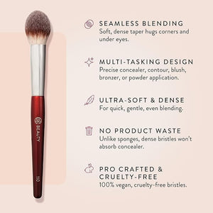 BK BEAUTY 110 LARGE CONCEALER BRUSH ? Dense Tapered Under-Eye Concealer Brush for Quick Blending Full Coverage Finish No Product Absorption