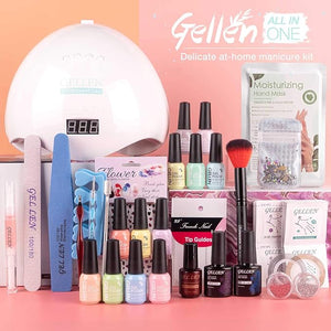 GELLEN Gel Nail Polish Kit with Nail Light 72W Nail Dryer, 12 Gel Nail Polish Colors, No Wipe Top Base Coat, Nail Art Decorations, Manicure Tools, All-In-One Manicure Kit, Macaron Candy