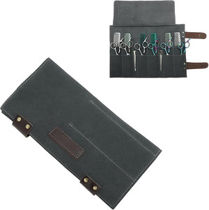 VOCOSTE Barber Scissors Bag Roll Up Durable &amp Foldable Salons Tool Pouch with Multi-Pockets Hair Scissor Shears Cases for Hair Stylists Gray