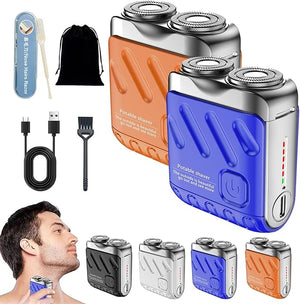Mini Shaver Small Steel Cannon Suspended Magnetic Blade Shaver Mini Electric Explosive Shavers for Men Waterproof USB Fast Charging Compact Travel Size (2PCS-A-D)