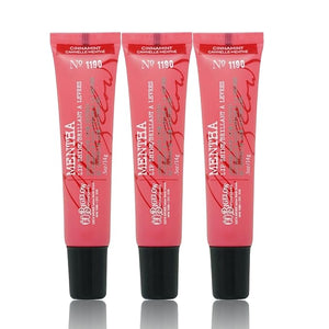C.O. Bigelow Cinnamint Mentha Lip Shine Balm Tubes, Pack of 3 Bulk Lip Gloss with Cinnamon &amp; Peppermint Oil, High Gloss Shine Finish, 0.5 oz