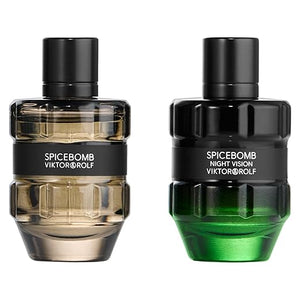 Viktor&ampRolf - Spicebomb Men's Cologne Travel Size Set ($50 Value) - Spicebomb Eau de Toilette &amp Nightvision Eau de Toilette - 0.2 Fl Oz Each Mini Size
