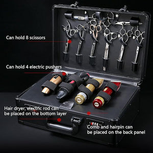 Professional Barber Carrying Case Portable Stylist Tool Box Numlock System Salon Hair Cutting Grooming Kit Storage Organizer for Clippers Trimmers Scissors Barber Supplies -Black