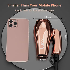 LURA Smart Dual Voltage Travel Hair Dryer with EU PlugLightweight Portable Blow Dryer with BagCompact Small HairDryers with Diffuser for WomenFoldable Mini BlowDryers for Kids
