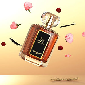 Very Oud Gift Set - Woody Amber Fragrance - Perfume for Women and Body Lotion - Notes of Vanilla Raspberry Rose Lychee Leather - 3 pc