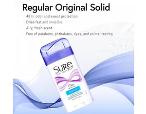 SURE Antiperspirant Deodorant Solid Regular 2.6 oz. (6 Pack)
