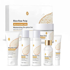 SKK Skin Care Set 6 Piece Skin Care SetSkin Care Gift Set for Women Facial Care Set Includes Cleanser Eye Cream Facial Essence Moisturizing Lotion Face Cream Toner. (Rice)