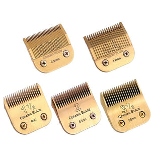 Professional Detachable Replacement Ceramic Blades SetCut LengthCompatible with Andis AGCBDCBGCMBG Series/Oster Classic 76/Star-Teq/Power-Teq/A5 Clipper (0.5mm-9.5mm 5 PACK) Golden
