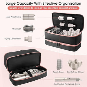 Travel Carrying Case for Hair Dryer for Shark FlexStyle Hair Dryer Bag Double-Layer Beauty Styler Organizer Hair Tool Storage Bag Hairdryer Accessories Black Case