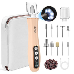 Professional Manicure Pedicure Kit with 360¡Æ LED Light&amp10 Speeds&ampMemory Mode with Case Cordless Electric Nail Drill Pedicure Tools for feetHand Foot Care Nail File for Thick Nail Toenail Cu
