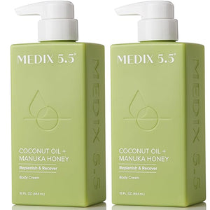 MEDIX 5.5 Coconut Oil Lotion W/ Manuka Honey Cream Skin Care Face Moisturizer &amp; Body Cream | Firming Coconut Oil For Skin Minimizes Look Of Dry Skin, Cellulite, Stretch Marks, &amp; Wrinkles, 2-Pa