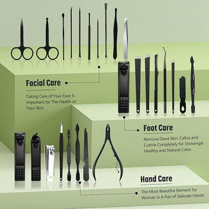 Manicure Set 26 in 1 Nail Clippers Set Pedicure Kit Manicure Kit Professional Pedicure Set Nail Grooming Kit for Men Women