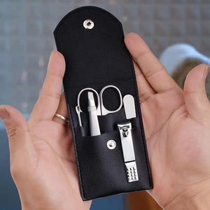 6 Sets Pack Travel Manicure Set Professional Nail Clipper Kit-5 Pieces Stainless Steel Manicure Kit Women Men Grooming kit With Nail Care Tools Beauty Scissors Tweezers (Silver Black)