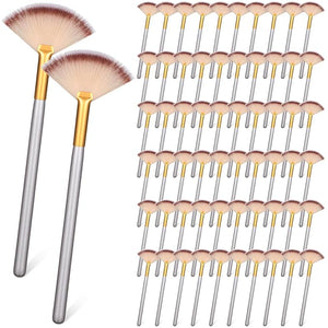 60 Pcs Fan Facial Brushes Fan Mask Soft Facial Applicator Brushes Acid Brush Cosmetic Makeup Blush Applicator Tools for Esthetician Eyeshadow Peel Mud Cream(Champagne Black)
