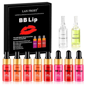 BB Lips Serum Starter Kit, Semi-permanent Makeup Treatment, Lip Gloss BB Lip Serum, Including 4 Colors of Liquid Lip Pigments, Exfoliating Gel and Intensifier