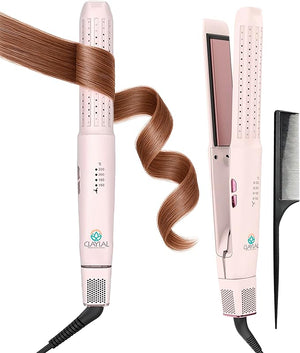 Hair Straightener and Curler 2 in 1 ? Claylal Professional Flat Iron Styler with Negative Ions 430¡ÆF Heat 360¡Æ Airflow | Straighten &amp Curl Hair