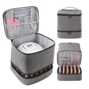 Travel Nail Polish Organizer, Holds 30 Bottles (15ml), Double-layer Nail Polish Carrying Case, Large Capacity Portable Storage Bag for Nail Varnish and Manicure Set