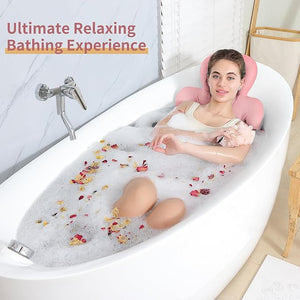 Luxury Bath Cushion Full Body Bathtub Pillow with 160 Suction Cups Bath Mat for Head and Neck Support with Laundry Bag (?Light Pink 51.2 x 16.2)