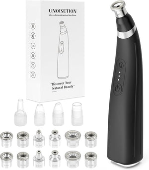 Diamond Microdermabrasion Machine, UNOISETION Rechargeable Micro Dermabrasion Facial Tool with 12 Diamond Tips, Blackhead Remover for Home Travel