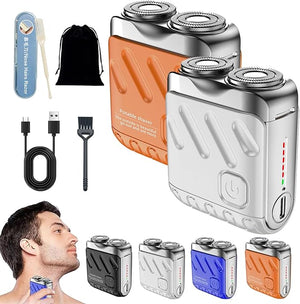 Mini Shaver Small Steel Cannon Suspended Magnetic Blade Shaver Mini Electric Explosive Shavers for Men Waterproof USB Fast Charging Compact Travel Size (2PCS-A-C)