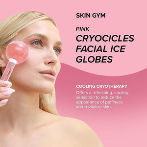 Skin Gym Ice Globe Beauty Balls Pink Liquid Cryocicles Cooling Face Roller for Smooth Skin &amp Enhanced Glow