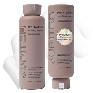 Jupiter Anti Dandruff Shampoo &amp Conditioner for Men &amp Women for Flaky Itchy Oily &amp Dry Scalp - Nourishes Scalp and Reduces Breakage &amp Flakes - Color-Safe Sulfate-Free Paraben-Free