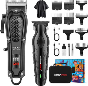 HIENA Professional Hair Clipper Set &amp Trimmer Kit for Men Rechargeable Cordless Barber Clippers for Hair Cutting Haircut Clippers Gift for Men