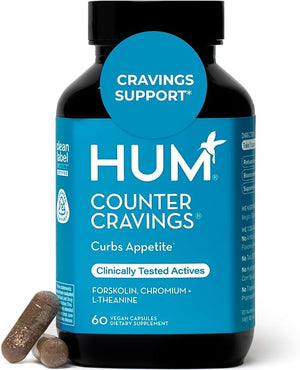 HUM Counter Cravings Chromium Supplements with L Theanine, Seaweed Extract &amp; Forskolin to Help Support Appetite, Cravings, and Routines, Gluten Free, Caffeine Free Formula, 60 Vegan Capsules