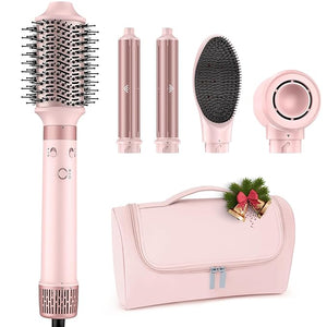 Dual Voltage Hot Air Styler Wrap - 6 in 1 Hair Dryer Brush with Fast Drying Blow Dryer Styling Straightening &amp Volumizing with Travel Bag (100V?240V)