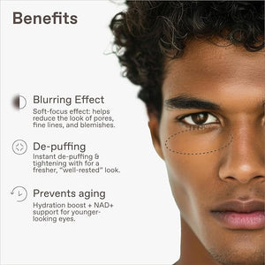 Under Eye Gel for Men, Caffeine Eye Cream, Peptides, RejuveNAD, Instant Tightening, Brightening, Depuffing for Under Eye Bags, Blurs Fine Lines and Dark Circles, 0.5 Fl Oz