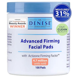 Dr. Denese SkinScience Advanced Firming Facial Pads 100 Count ? Professional Exfoliator with Glycolic Acid Peptides and Aloe for Smooth Radiant Skin Refined Pores ? Dermatologist Tested Cruelty Free