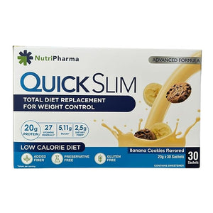 Quick Slim High Protein Shakes for Weight Loss 30 Servings Complete Meal Replacement Powder Diet Shakes for Women &amp Men 20g Protein 27 Vit &amp Min Keto Gluten Free (Banana Cookies 30 Sac