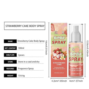 Strawberry Cake Body Fragrance Spray - Long-Lasting Soft &amp Layered Fresh Scent Skin-Nourishing &amp Mood-Enhancing Perfume Mist(2PCS)
