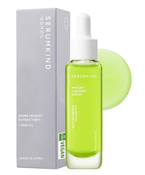 SERUMKIND Muscat Discoloration Correcting facial serum - 1fl oz - Blemishes &amp blackhead remover - Vegan Not Tested on Animals - Korean Skin Care - PHA Redness Relief and Exfoliating