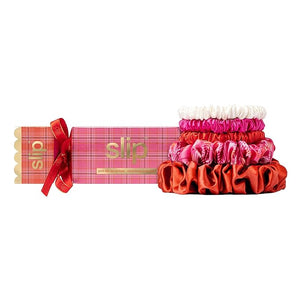 slip Scrunchies in Holiday Cracker Packaging: Anti-Crease Anti-Breakage Slipsilk¢â Design Protects Delicate Hair | Includes 5 Assorted Pure Silk Scrunchies Scarlet