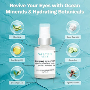 Plumping Eye Cream ? Made in USA - Hydrating Firming Brightening Under Eye Treatment for Dark Circles Puffiness &amp Fine Lines ? Anti-Aging Skincare with Ocean Minerals &amp Hyaluronic Acid