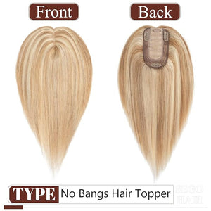 SEGO Real Human Hair Topper for Women Toppers with 4 Anti-Slip Clips with Thinning hair No Bangs (12 Inch#12P613 Golden Brown Mix Bleach Blonde)