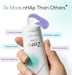 Something Nice Zero Toothpaste - 10% Nano Hydroxyapatite Toothpaste Fluoride Free Remineralizing Enamel Repair and Natural Whitening Suitable for Sensitive Teeth Adults &amp Kids Oral Care Mint
