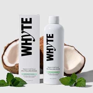 Whyte Coconut Oil Pulling Mouthwash for Teeth Whitening &amp Gum Health (Spearmint)