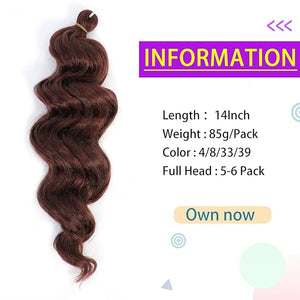 Ocean Wave Crochet Hair Deep Wave Crochet Natural Curly Ocean Wave Braids Synthetic Braiding Hair Extensions 8 Packs (14 Inch (Pack of 8) 4/8/33/39)