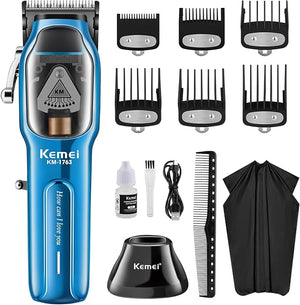 KEMEI Professional Hair Clippers for Men Cord/Cordless Hair Cutting Kits Hair &amp Beard Trimmer Adjustable Barber Clippers with USB Rechargeable KM-1763