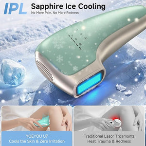 Painless IPL Laser Hair Removal for Women &amp Men 39¡ÆF Sapphire Ice Cooling Technology At-Home Laser Hair Removal Device for Face Armpits Legs Bikini &amp Whole Body Long-Lasting Results