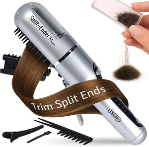 Split-Ender Mini ? Original Cordless Split End Hair Trimmer for Dry, Damaged, Brittle, Frizzy, Curly or Straight Hair ? 3 AAA Battery Operated Hair Clipper for Home Use ? Silver