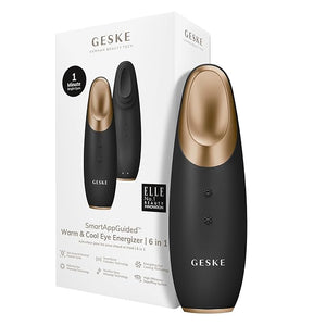 GESKE SmartAppGuided¢â Warm &amp; Cool Eye Energizer | 6 in 1 | Heated Eye Massager | Combat Dark Circles &amp; Under-Eye Bags | Refresh Droopy Eyelids | Anti-Stress &amp; Relaxation | Sonic Massaging
